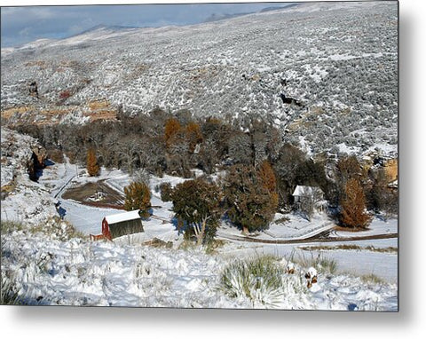 Snowy Autumn Day - Metal Print